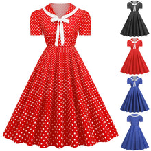 Load image into Gallery viewer, V Neck Polka Dot Printed Vintage Dresses