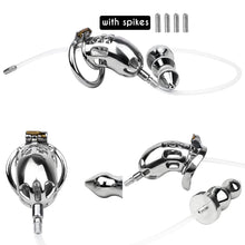 Lade das Bild in den Galerie-Viewer, Spiked Male Chastity Cage with Anal Plug