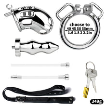 Load image into Gallery viewer, Metal Botted Male Chastity Cage with Belt