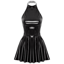 Load image into Gallery viewer, GlossLeather Dress Latex Halter Sleeveles