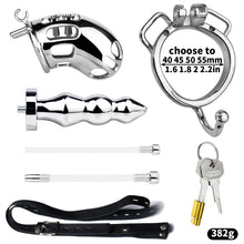 Load image into Gallery viewer, Metal Botted Male Chastity Cage with Belt