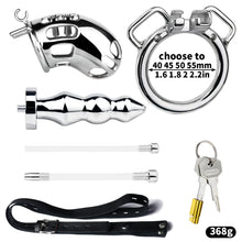 Load image into Gallery viewer, Metal Botted Male Chastity Cage with Belt