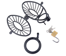 Load image into Gallery viewer, Black Mesh Metal Male Chastity Cage