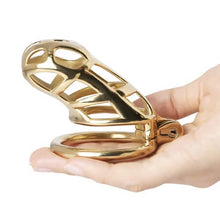 Load image into Gallery viewer, Gold Stainless Steel Cobra Chastity Cage