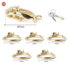 Load image into Gallery viewer, Gold Stainless Steel Cobra Chastity Cage