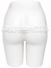 Charger l'image dans la galerie, White lolita lace support strap shown from the rear on a display mannequin