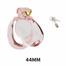 Charger l'image dans la galerie, Transparent pink heart chastity cage with 44 mm ring