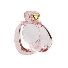 Charger l'image dans la galerie, Transparent pink heart resin chastity cage from an angle
