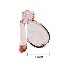 Charger l'image dans la galerie, Transparent pink heart chastity cage side measurement, 50 mm