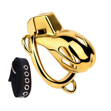 Charger l'image dans la galerie, Golden Short Smooth Stainless Steel Cobra Cage with Belt