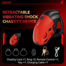 Lade das Bild in den Galerie-Viewer, Lockink Electro Vibe Retractable Chastity Cage