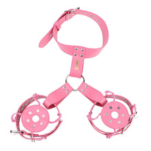 Charger l'image dans la galerie, Pink harness collar with two circular riveted covers attached
