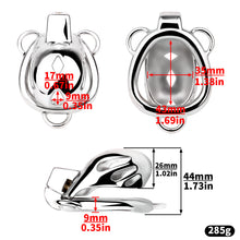 Lade das Bild in den Galerie-Viewer, Short Smooth Stainless Steel Mamba Cage with Belt dimensions showing 26mm, 1.02in, 44mm