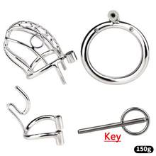 Load image into Gallery viewer, Steel Chastity Device with PA part including keys tube ring, pa