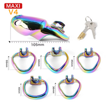 Load image into Gallery viewer, V4 Rainbow Steel Chastity Cage - Maxi