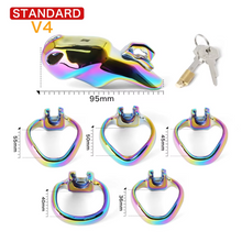 Load image into Gallery viewer, V4 Rainbow Steel Chastity Cage - standard size