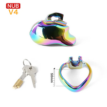Load image into Gallery viewer, V4 Rainbow Steel Chastity Cage -nub 50mm