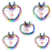 Load image into Gallery viewer, V4 Rainbow Steel Chastity Cage - ring size
