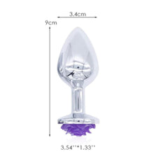 Load image into Gallery viewer, Purple Rose Metal Butt Plug and Vibrator BDSM
