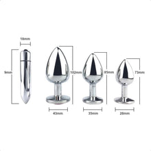 Load image into Gallery viewer, Jeweled Stainless Steel Butt Plug and Vibrator BDSM
