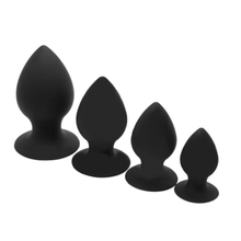 Load image into Gallery viewer, Black Chunky Silicone Butt Plug