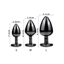 Charger l'image dans la galerie, Kit de plug anal en métal noir 3 pièces BDSM