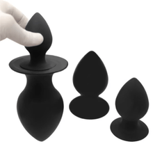 Load image into Gallery viewer, Black Chunky Silicone Butt Plug