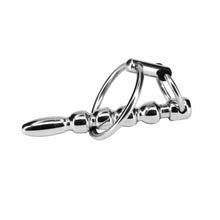Load image into Gallery viewer, Beaded Urethral Sound With Cock Ring BDSM