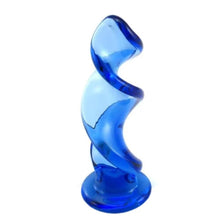 Load image into Gallery viewer, Blue Crystal Spiral Glass Dildo