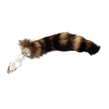 Load image into Gallery viewer, Glass Crystal Raccoon Tail Butt Plug 17 inches long BDSM