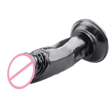 Load image into Gallery viewer, Black Silicone Dildo With Suction Cup