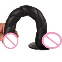 Load image into Gallery viewer, Black Twisting 11 Inch Black Suction Cup Dildo
