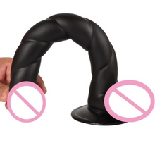 Charger l'image dans la galerie, Gode ventouse noir torsadé de 11 pouces