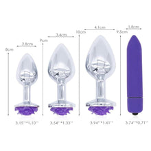 Load image into Gallery viewer, Purple Rose Metal Butt Plug and Vibrator BDSM