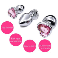 Load image into Gallery viewer, Pink Jewel Heart-Shaped Butt Plug With Vibrator BDSM