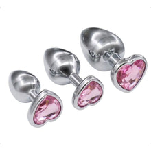 Load image into Gallery viewer, Pink Jewel Heart-Shaped Butt Plug With Vibrator BDSM