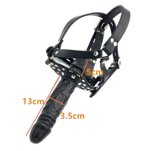 Lade das Bild in den Galerie-Viewer, Sadistischer offener Mundknebel, schwarzer Gesichtsdildo, BDSM