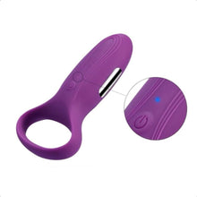 Load image into Gallery viewer, Rechargeable Vibrating Purple Cock Ring BDSM