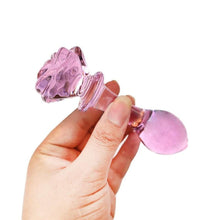 Load image into Gallery viewer, Lovely Pink Glass Rose Dildo BDSM