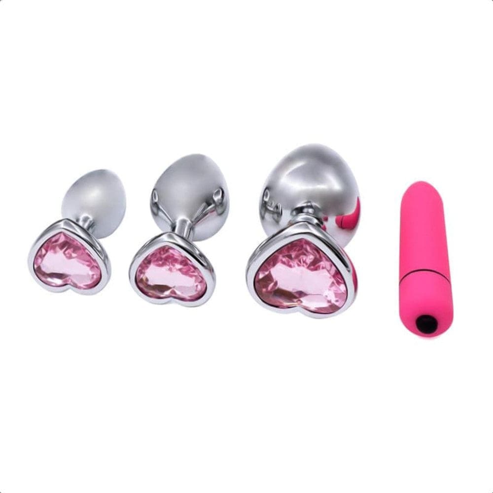 lubrication for anal Pink Jewel Heart-Shaped Butt Plug With Vibrator BDSM – sissyloving