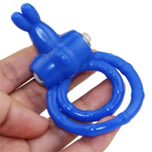 Load image into Gallery viewer, Erection-Enhancing Blue Bunny Cock Ring