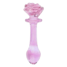 Load image into Gallery viewer, Lovely Pink Glass Rose Dildo BDSM