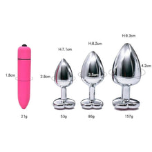 Load image into Gallery viewer, Pink Jewel Heart-Shaped Butt Plug With Vibrator BDSM