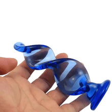 Load image into Gallery viewer, Blue Crystal Spiral Glass Dildo
