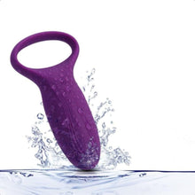 Load image into Gallery viewer, Rechargeable Vibrating Purple Cock Ring BDSM