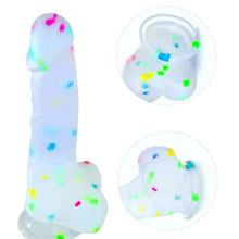 Lade das Bild in den Galerie-Viewer, BDSM Soft Jelly Bunter Dildo mit Saugnapf und Bällen