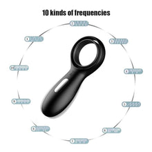 Load image into Gallery viewer, Sleek Black Silicone Vibrating Cock Ring BDSM