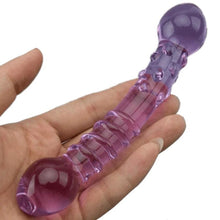 Load image into Gallery viewer, Purple Double Ended Glass Dildo BDSM