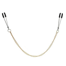 Load image into Gallery viewer, BDSM Gold Chained Tweezer Nipple Clamps
