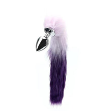 Load image into Gallery viewer, Purple Fur Silver Metallic Tail Butt Plug BDSM